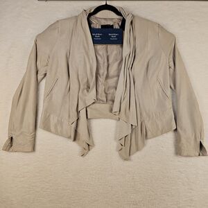 Rock & Republic XL Cardigan Jacket‎ Gold Sheen Shoulder Pads Blazer Chic Moto